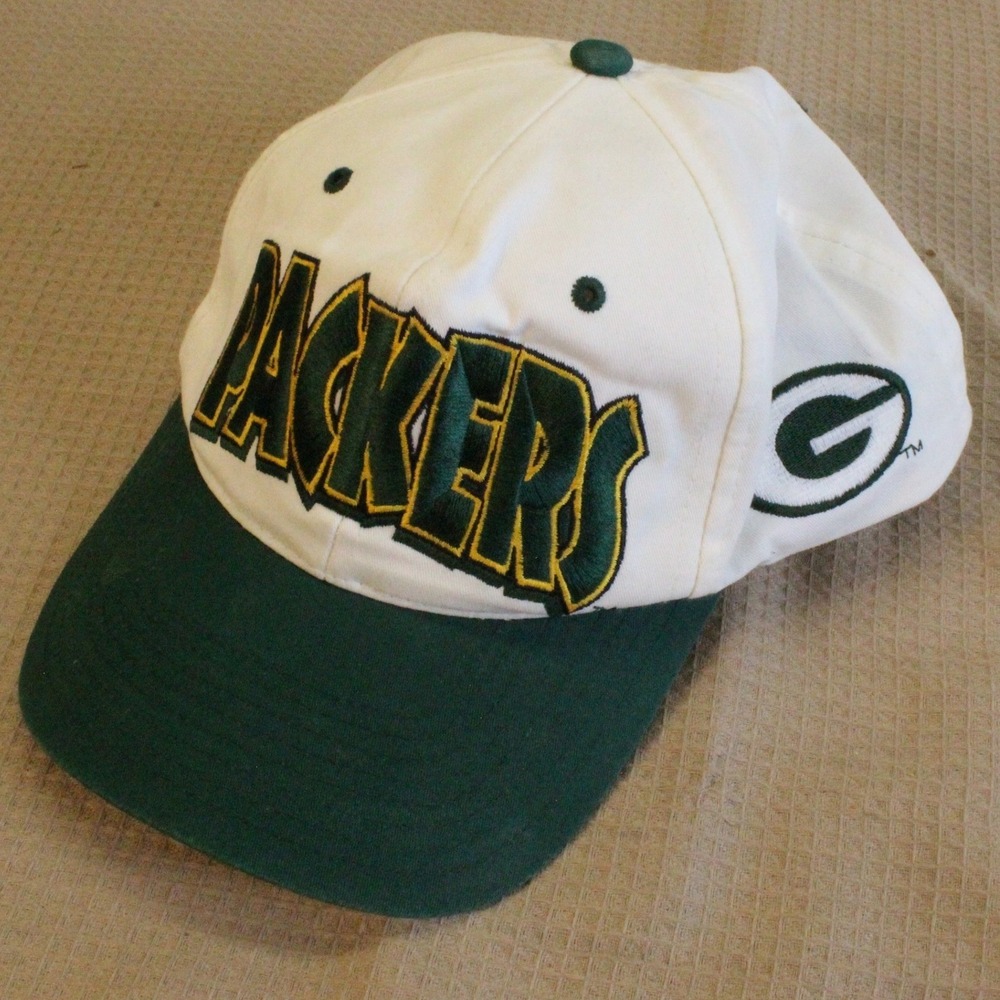 Eastport Green Bay Packers Vintage 90s Snapback Hat OSFA White Green Streetwear